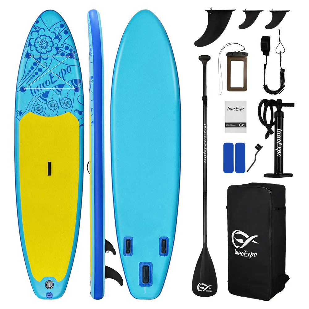 InnoExpo Aufblasbares Stand-Up-Paddleboard mit Zubehör, aufblasbares Paddelboard, Surf-SUP-Board, rutschfestes Wassersport-Paddleboard