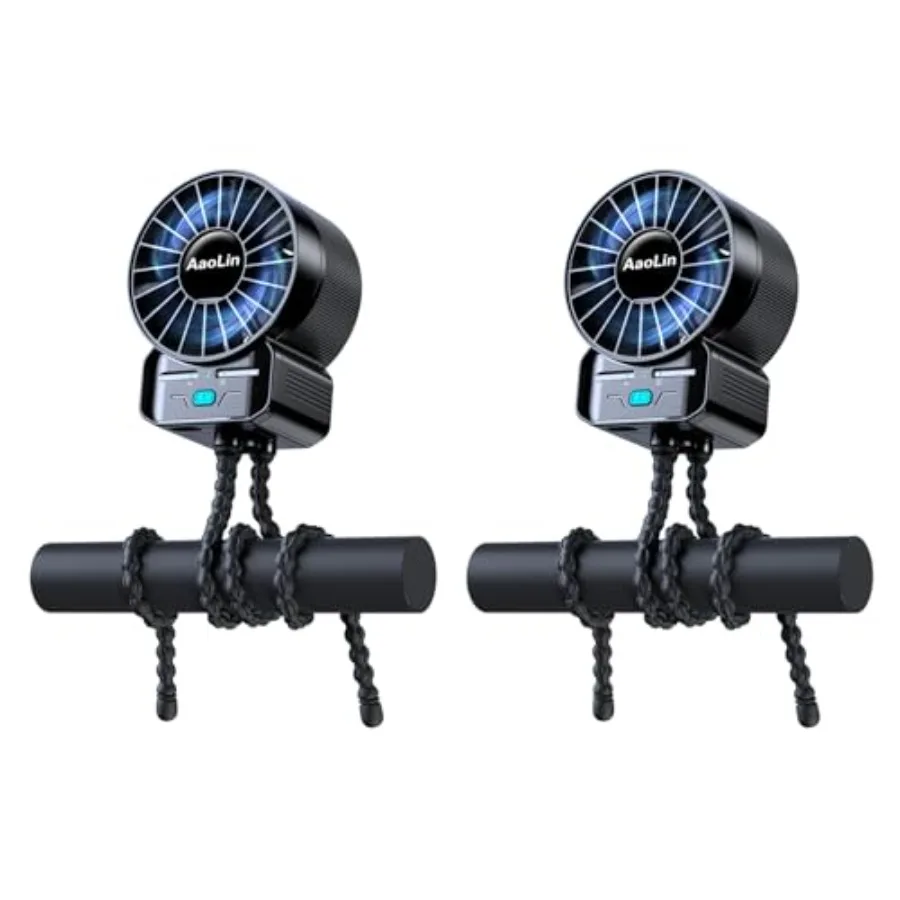 

2 Pack Multifunctional Portable Stroller Fan 4 Speed 6600rpm High Speed Usb Rechargeable Personal Mini Handheld Fan Extended Tr