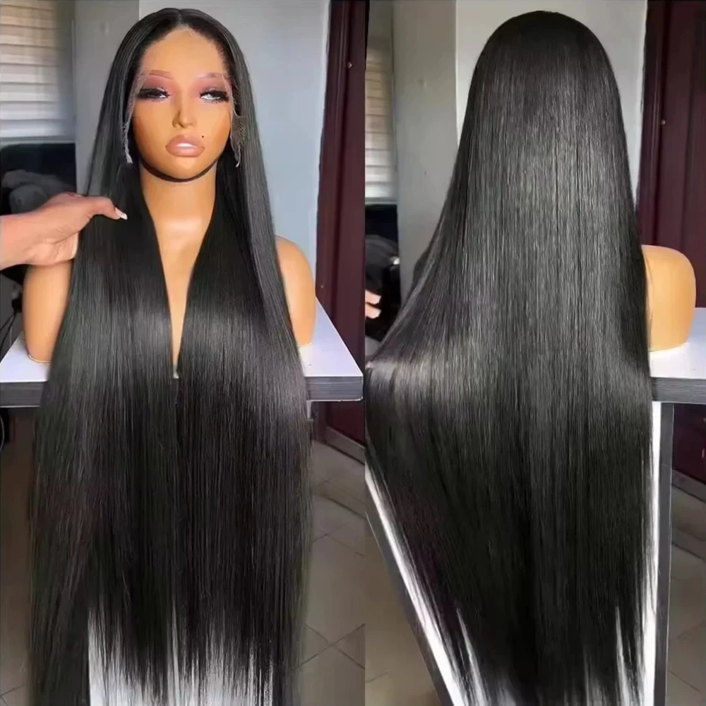 

200% Density 13x4 13x6 HD Transparent Bone Straight Remy Hair 30 46 Inches Lace Frontal Wig 100% Human Hair Brazilian Women Hair