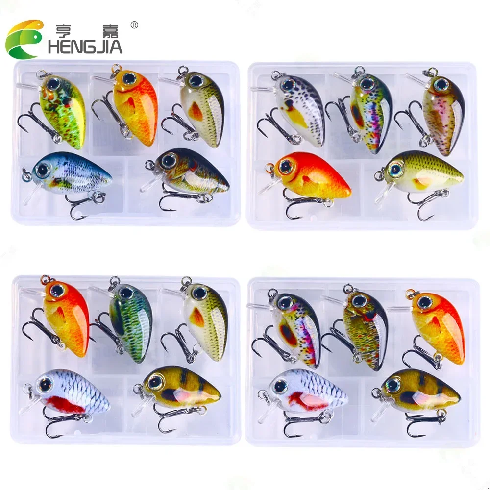 2023 New 5 Pcs Lure Set 2.7CM 1.5G Hard Bait Mini Wobblers Fat Man Lure Fishing Bait Box Trout Lure Bait Toy for Fishing