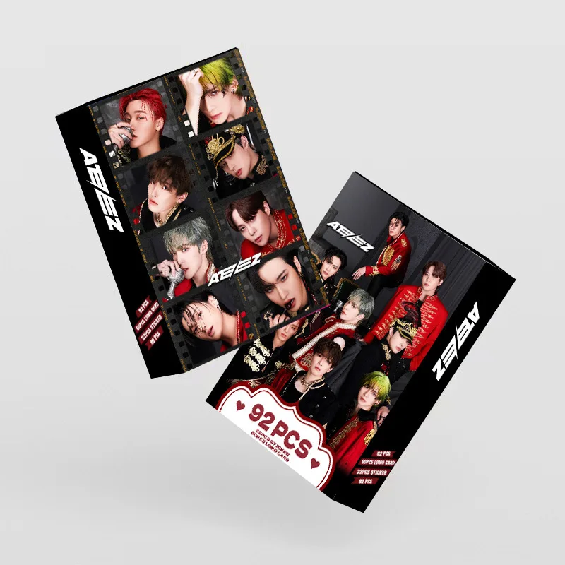 92 unids/set nuevo KPOP ATEEZ Lomo tarjetas foto pegatinas HD doble cara alta calidad sesión fotográfica YEOSANG JongHo Yunho San regalo para seguidores