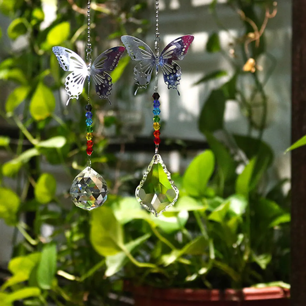 

2 Pcs Metal Lighting Ball Hanging Decoration Lights Window Chandelier Crystal Pendants