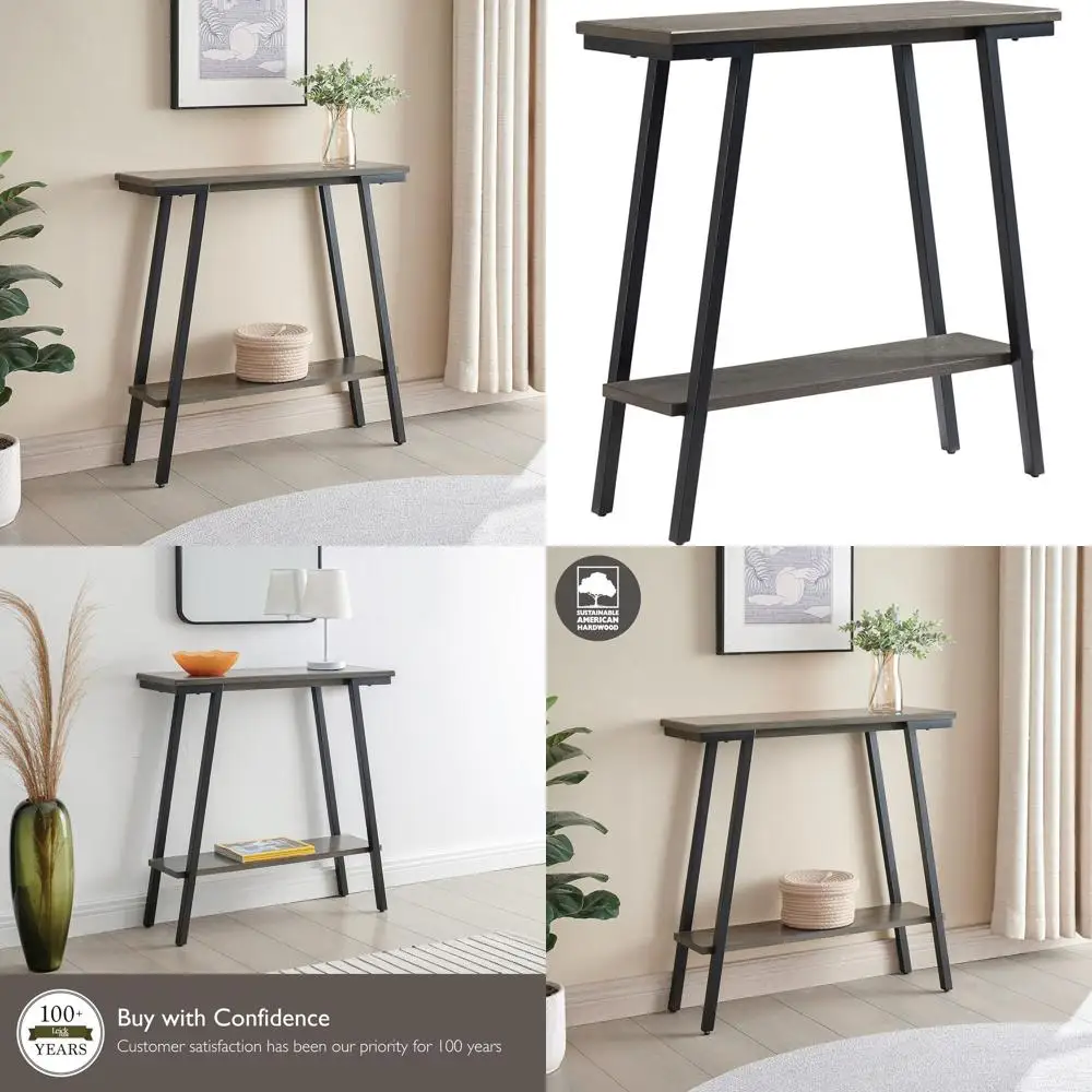 

Серый деревянный столик для прихожей с металлическими ножками для гостиной, спальни