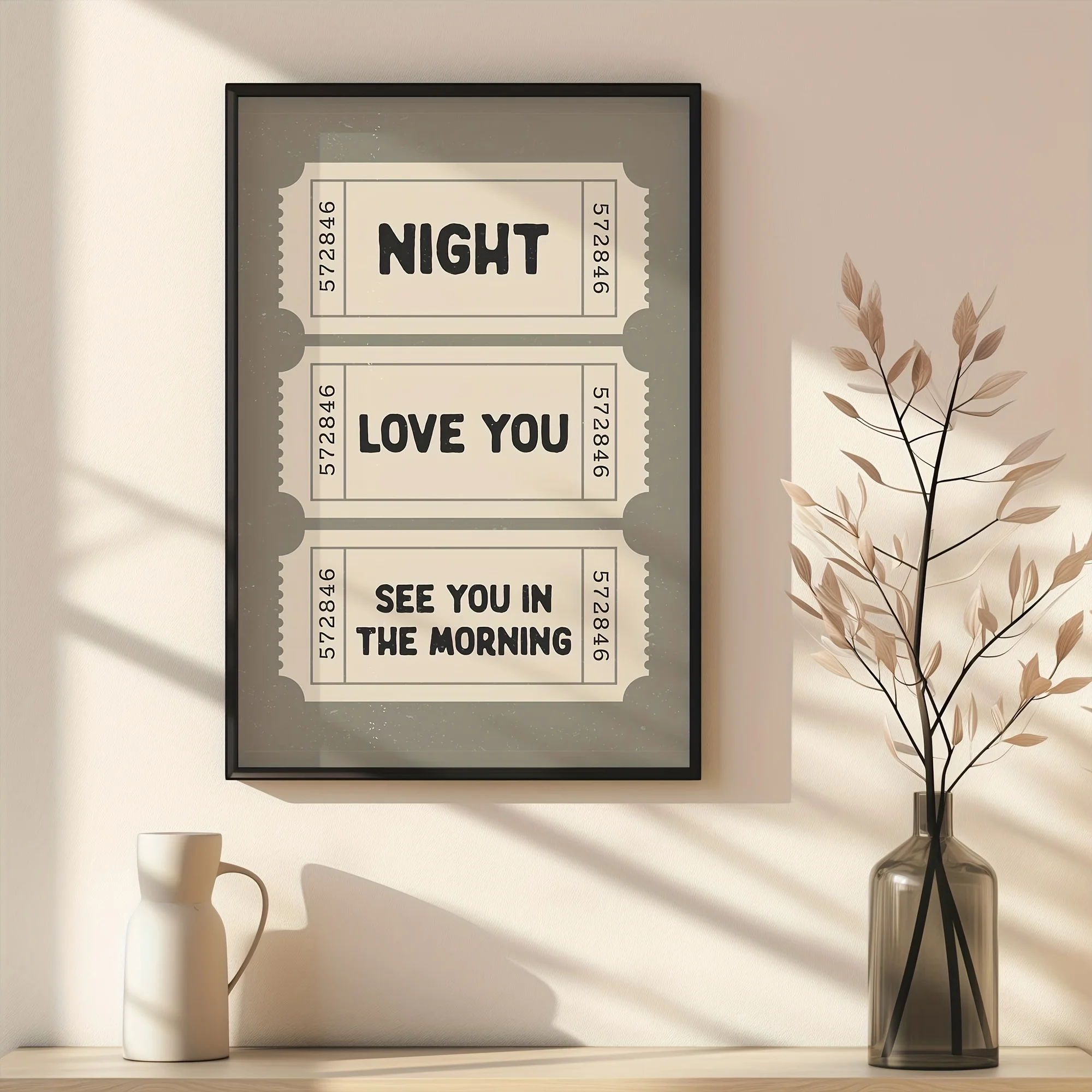2D Flat, 2D Flat, 1pc Frameless Canvas Artwork Featuring Vintage Design, Depicting a Romantic Night Scene with The Phrase 'Lo