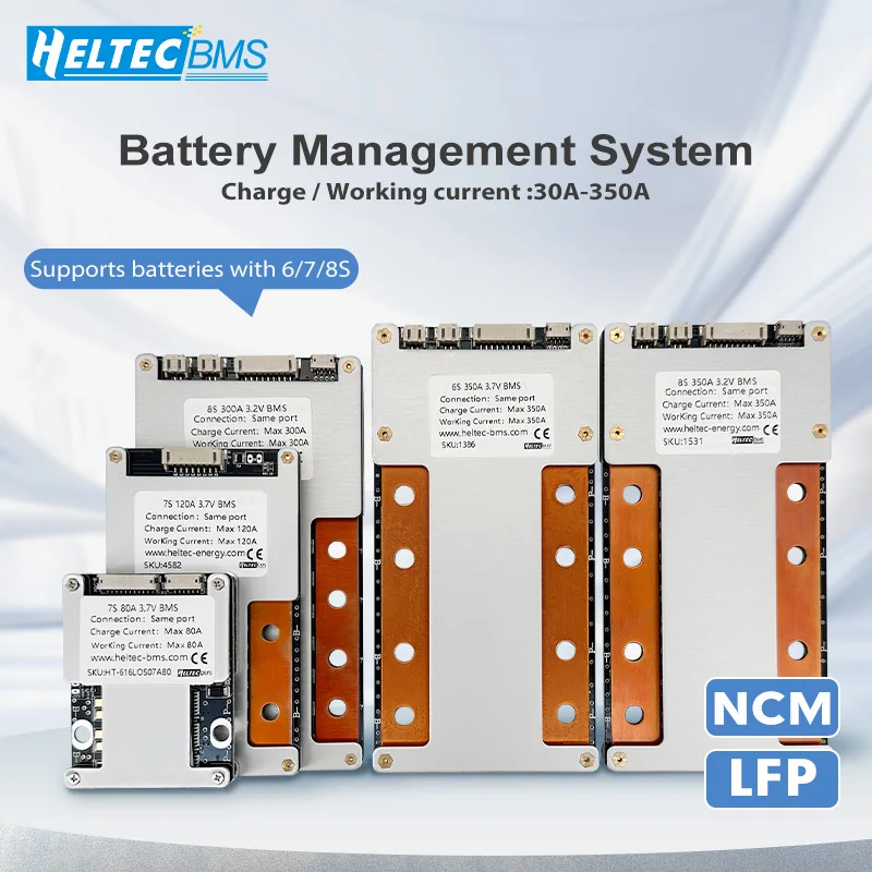 Heltecbms  8s 24v lifepo4 bms 6s 7s 24v balanced 18650/21700 30A 60A 80A 120A 200A 300A 350A  lithium battery protetcion board