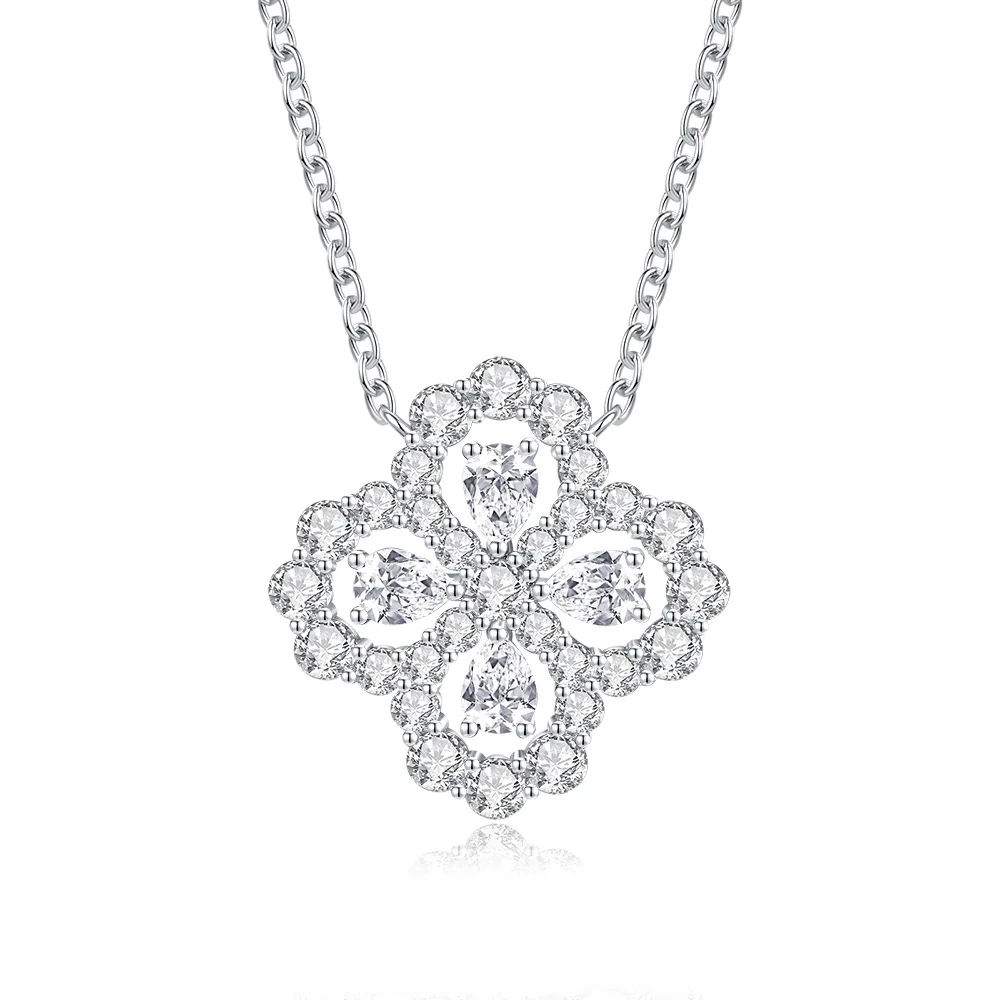 

Серебряное колье S925 с подвеской в виде сердца-клевера, украшенной цирконами, подарок на День святого Валентина