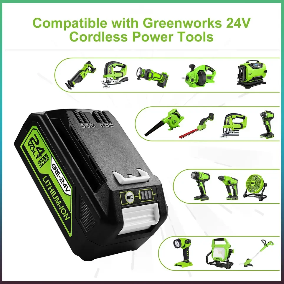 Greenworks 24V 8.0AH/5.0Ah/6.0AH  Greenworks Lithium Ion Battery (Greenworks Battery) The original product is 100% brand new