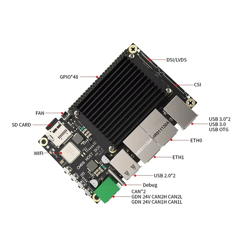 Kotak Host Reliablecm68 Berdasarkan CM68 Core CAN Bus -Output Kompatibel Port Ethernet 5Xusb 2X1000m untuk Klipper Voron VS RPI