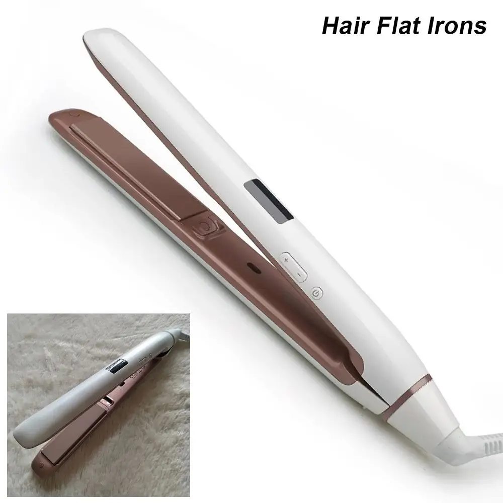 

1Pcs Heated Hair Straightener Comb Professional 2 in 1 Hair Flat Irons Gold Titanium Alloy LCD Screen Curling Brush