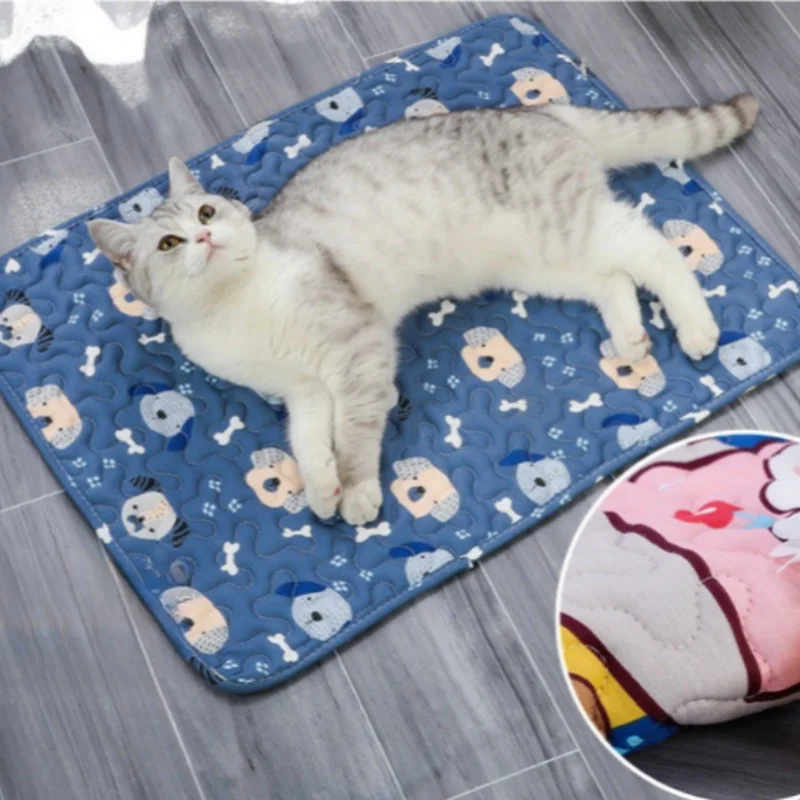 Dog Color Striped Sleeping Pad Indoor Small Dog Cute Square Cat Sleeping Pad Breathable  Multi-size All Seasons