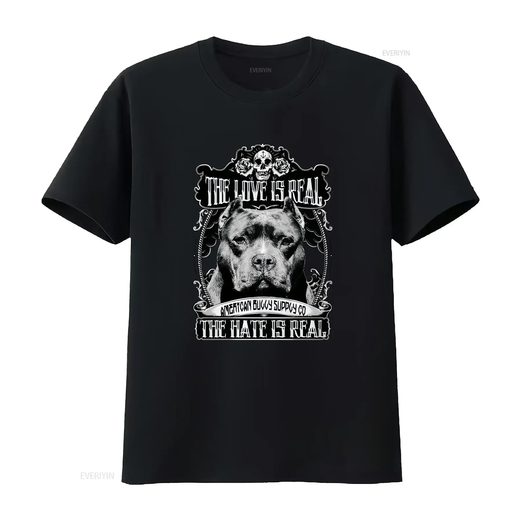 Camiseta Blanca para Hombre The Love is Real Pit Bull Bully Breed, Tallas S, 2XL, 3XL, 4XL, 5XL, Estilo Vintage, Lavada, Elástica, Transpirable y Elegante