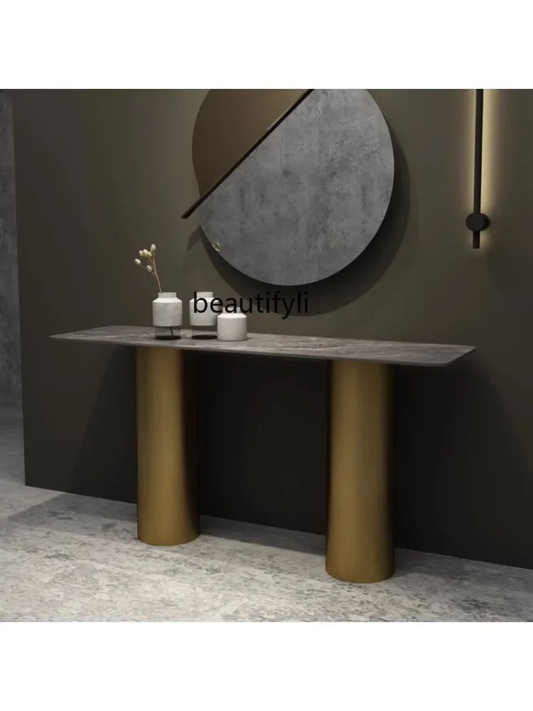 โต๊ะตกแต่งผนังทางเข้าสไตล์มินิมอลอิตาลี X188 สำหรับตกแต่งห้องนั่งเล่น ทางเดิน ตู้วางของหน้าประตู ทำจากหิน