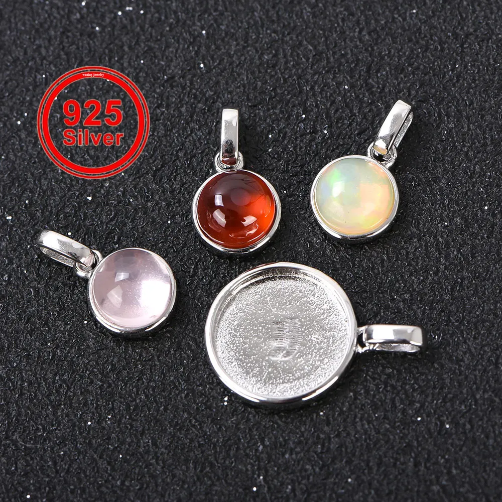 S925 Sterling Silver Closed Back Pendant Setting for 5mm-20mm Stones, Round Jewelry Mount for DIY Handmade Necklace Findings