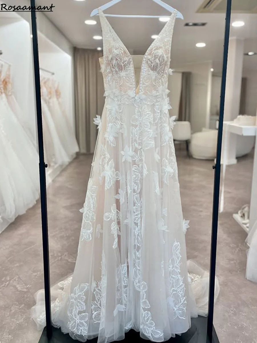 

Винтажные платья Vestidos De Novia по индивидуальному заказу без рукавов с v-образным вырезом и аппликацией со шлейфом и открытой спиной Свадебные платья с аппликацией Vestido De Noiva