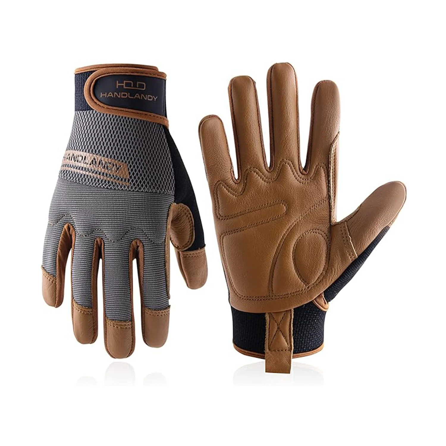 HANDLANDY Breathable Soft Full grain cowhide gloves Anti-slip Touch Screen mechanic working safety leather gloves