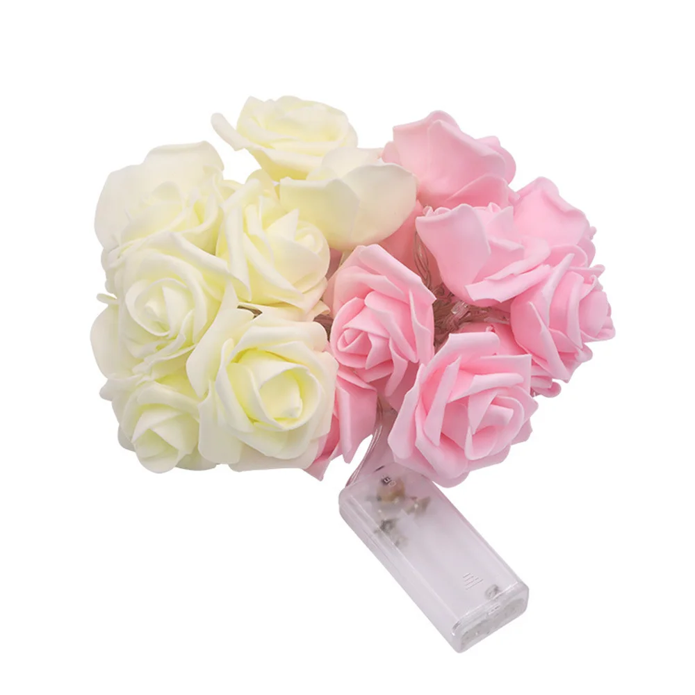 AA a batteria 10 LED Rose Flower String Lights Bouquet di fiori artificiali ghirlanda per la decorazione della festa nuziale di san valentino