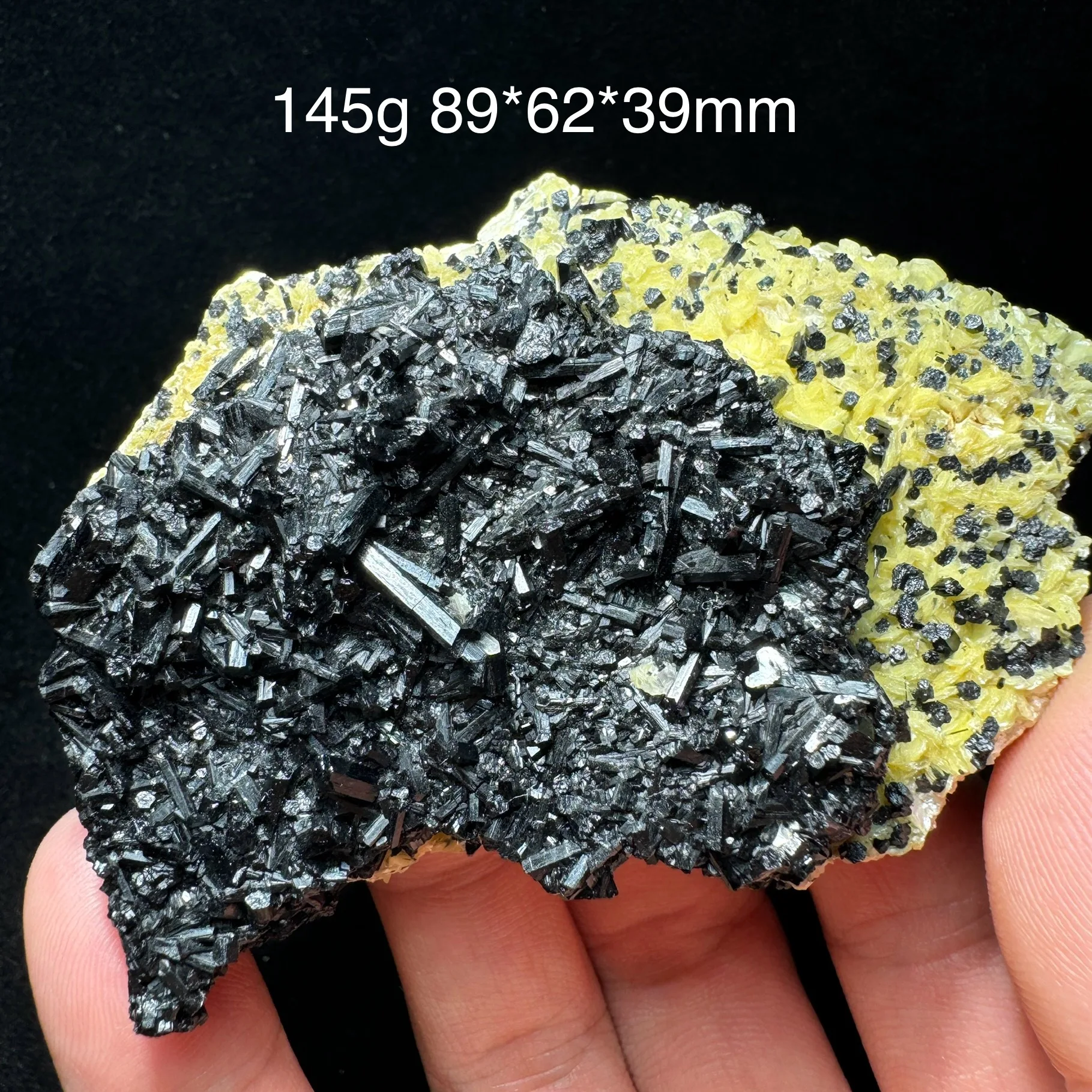 145g Natural Namibia Black Tourmaline Cluster With Mica Feldspar Mineral Specimen Home Decor