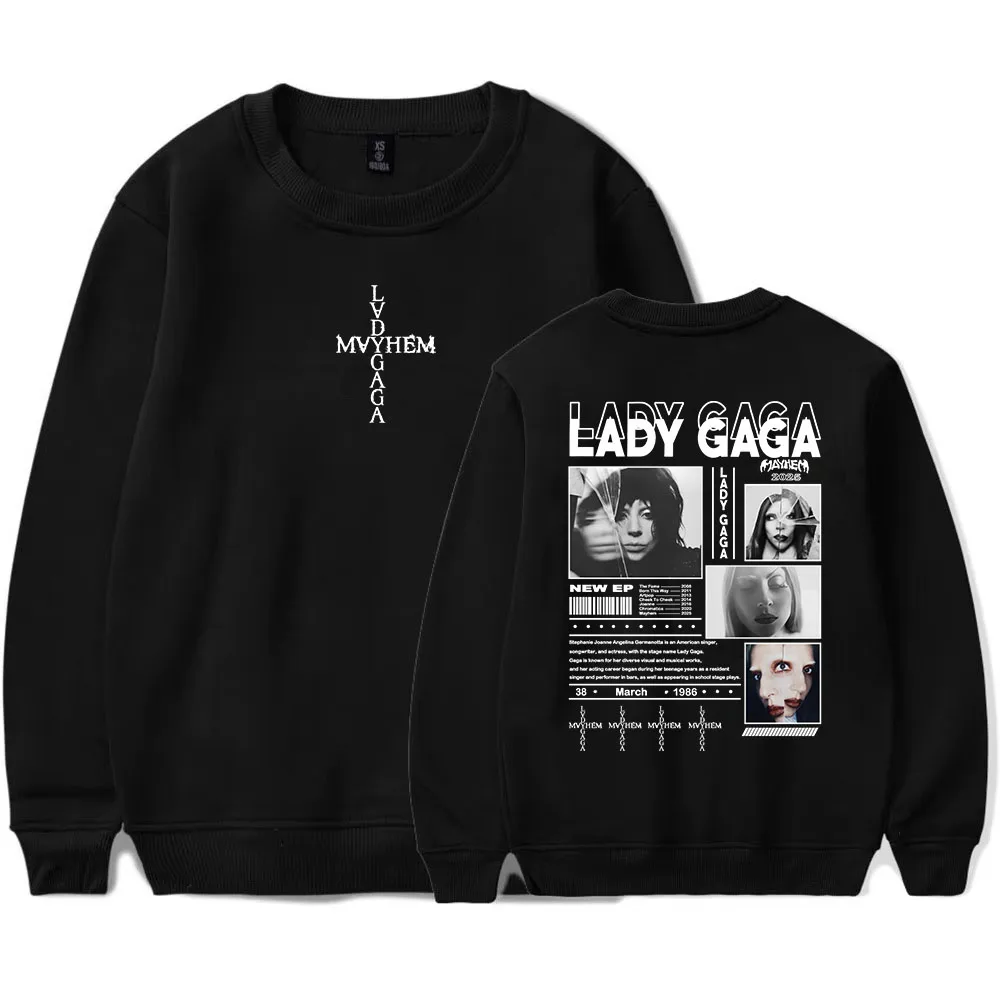 

Lady Gaga Mayhem Album Print Sweatshirts Round Neck Fleece Mens Pullovers Long Sleeve Hip Hop Unisex Streetwear Male Clothing