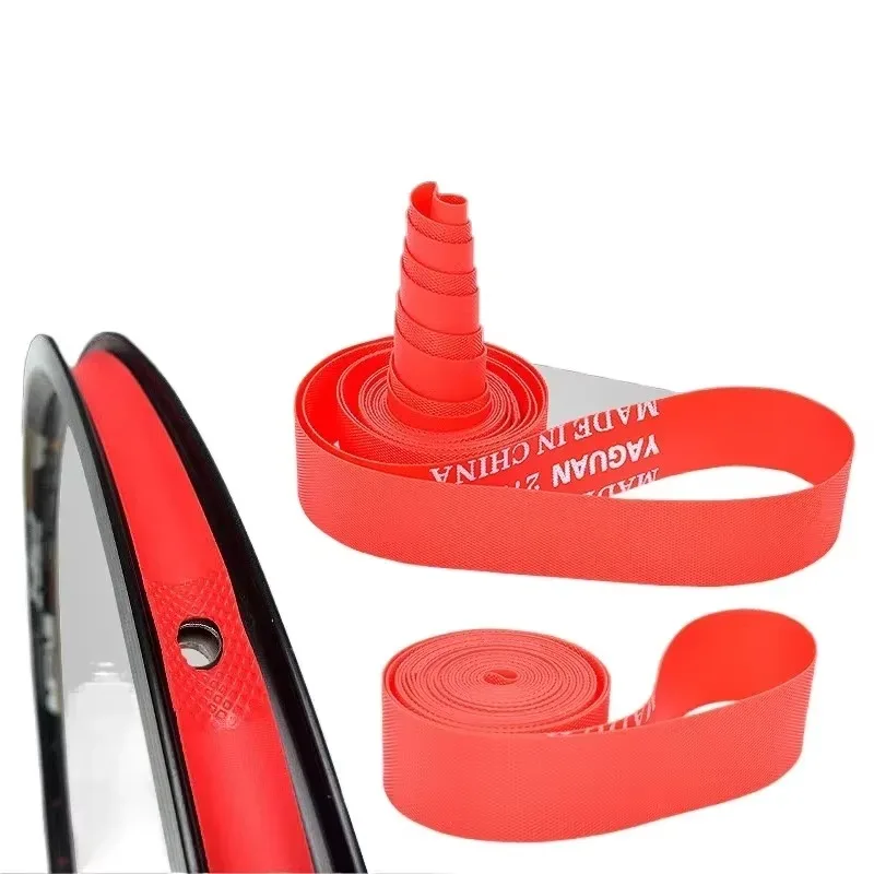 Forro do pneu da bicicleta do PVC, cinto vermelho anti-perfuração, MTB Road Bike Forro Pad, ciclismo Rim Tape Band, protetor de tubo, 18mm de