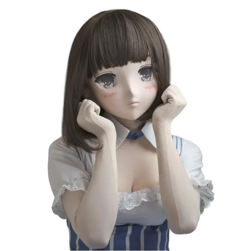 (LiLi Mask-38) Sweet Girl Resin Head Mask Kigurumi Cosplay Japanese Role Play Anime Silicone Kigurumi Mask Crossdresser Doll