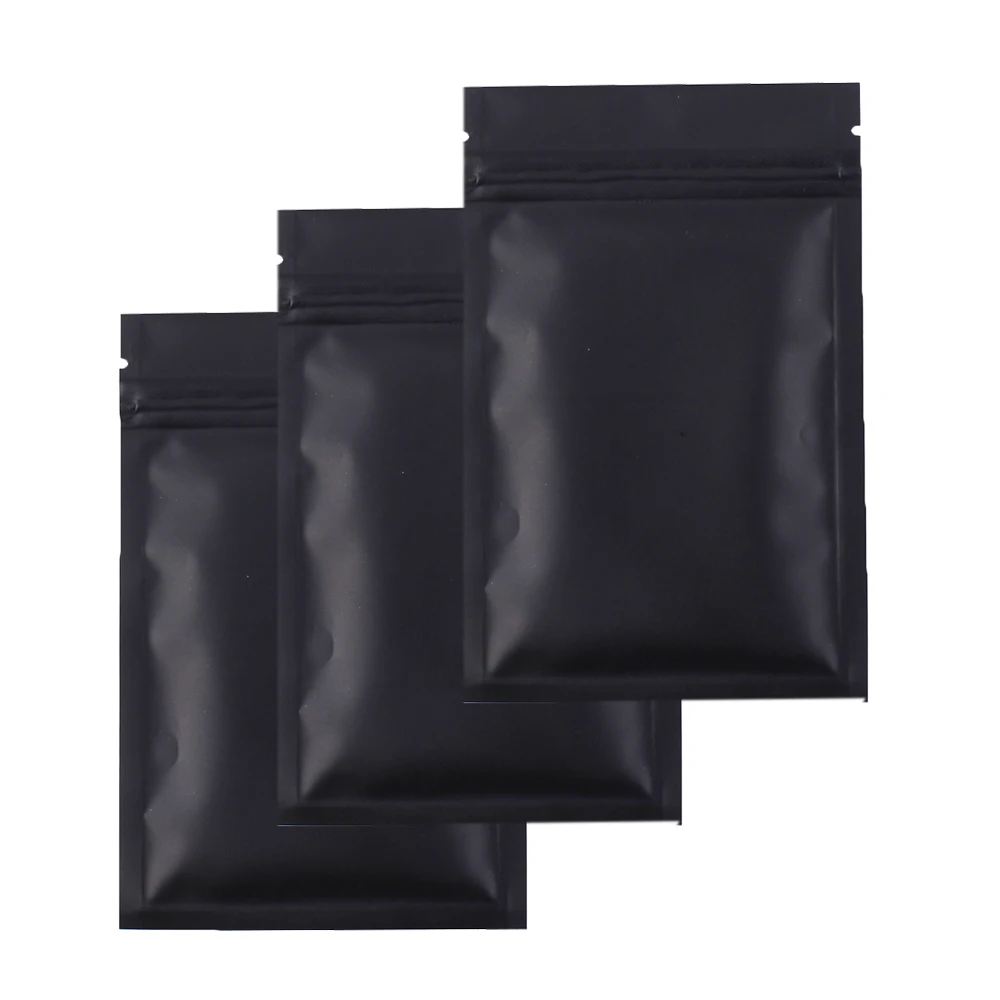 

100Pcs 12x18Cm Matte Black Zipper Foil Mylar Pouch Coffee Beans Food Packaging Reusable Heat Sealable Smell Proof Ziplock Bags