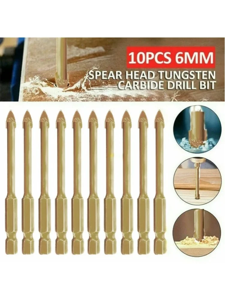 10-tlg. Glasbohrer-Set, Fliesenbohrer, Keramikbohrer, Spiegelbohrer 6mm mit Box DE