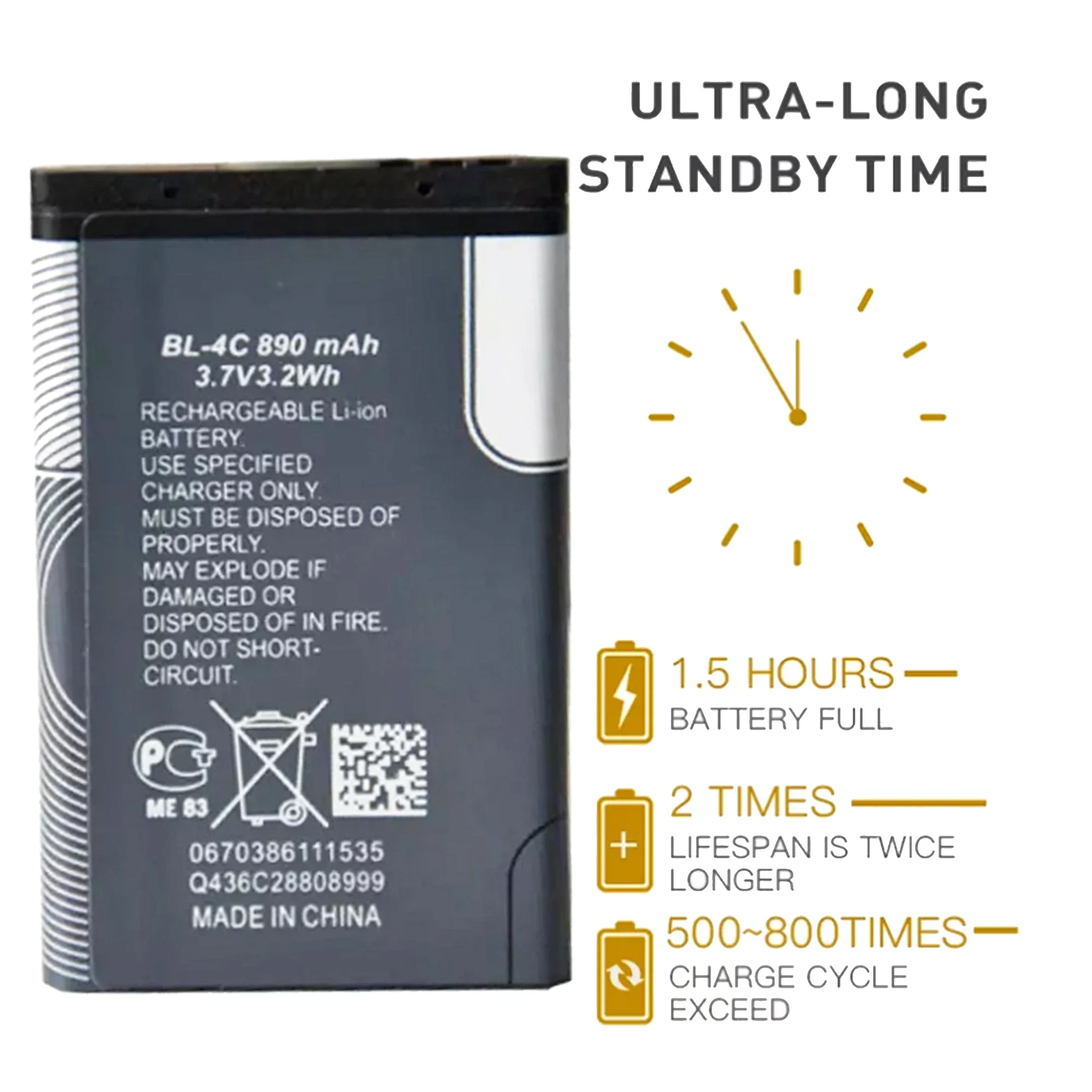 BL4C BL 4C BL-4C Rechargeable Original Phone Battery For Nokia 6100 6125 6136 6170 6300 6301 6102i 6170 7705 7200 7270 8208