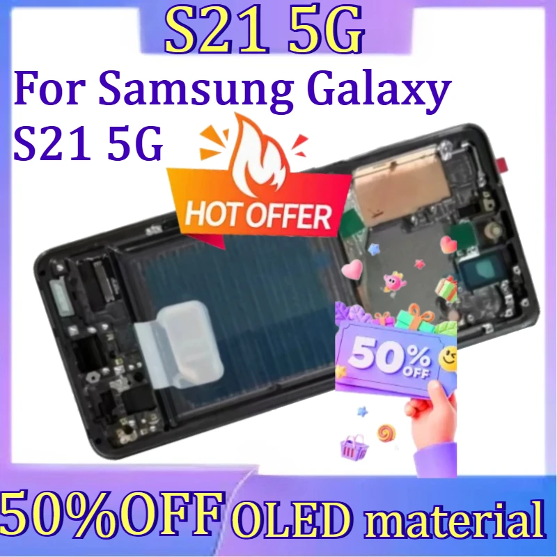 

For Samsumg S21 LCD New OLED For Samsung Galaxy S21 5G G991B G991N G9910 LCD Display Touch Screen Digitizer with Frame