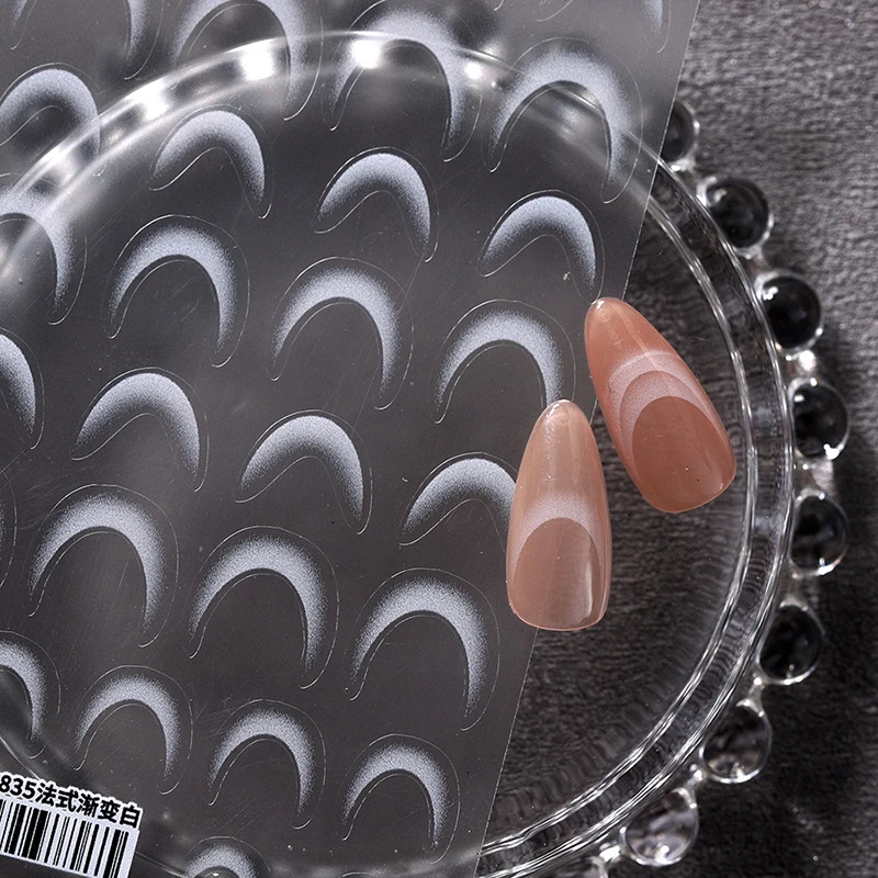 1 foglio di moda francese sfumato adesivi per nail art sottile linea bianca nera stampa sulle unghie decalcomanie decorazioni per manicure fai da te