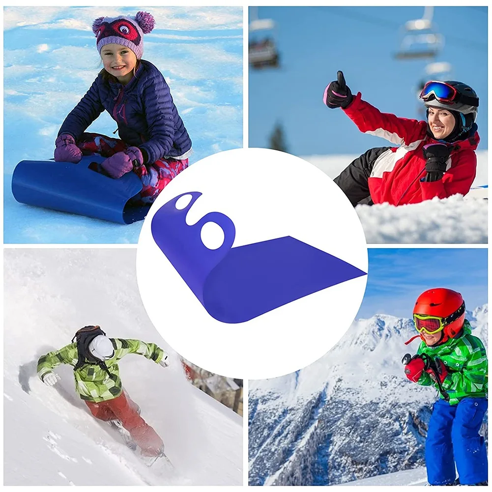 子供と大人用の雪そり、フライングカーペット軽量ロールアップ雪そりポータブルローリングスノースライダー、ブルー
