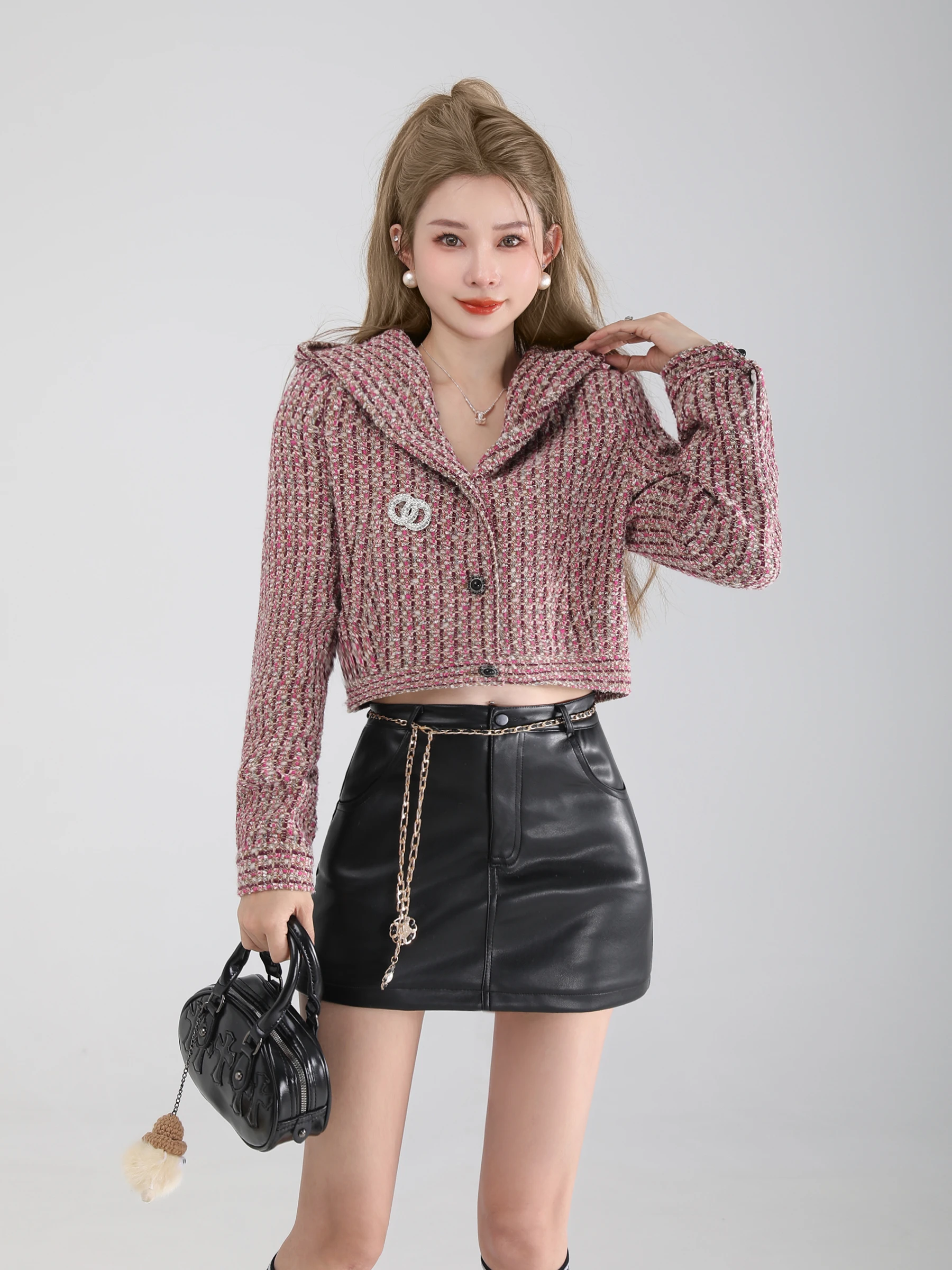 

Шикарная стеганая куртка, женская весенне-осенняя шляпа, дизайнерское пальто Sensation Ele, топ, маленький P, брендовая станция для одежды