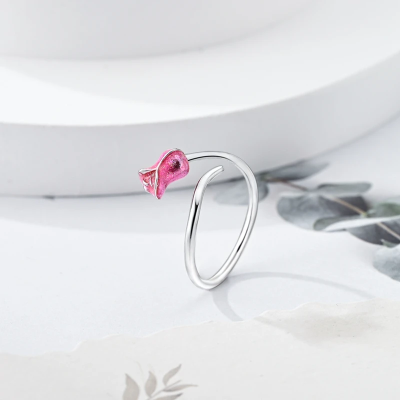 Verstellbare Ringe aus 925er-Sterlingsilber, Meerjungfrau, Flügel, Drache, Sonnenblume, Tulpe, offene Ringe für Frauen, weiblich, origineller Verlobungsschmuck – Detail 31