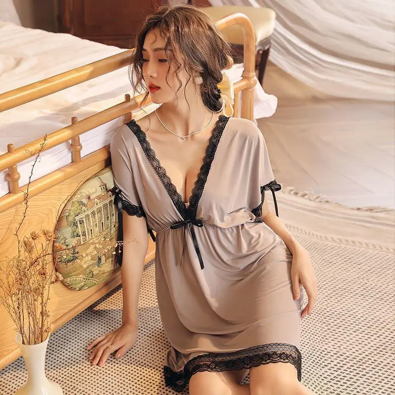 Sexy Nightgown for Women Short Dresses Pajamas Loose Home Wear Nightwear Woman Cute Lady Negligee Dressing Gowns Night Lingeries