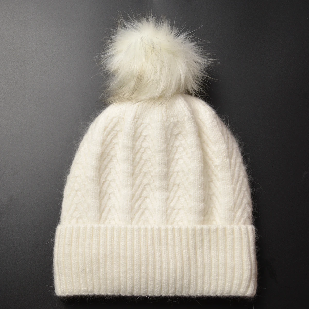 Japanese Rabbit Hair Fox Fur Pompom Hat Female Designers M Sign Knitted Hat Autumn Winter Warm Ear Protection Hat Beanies Hat