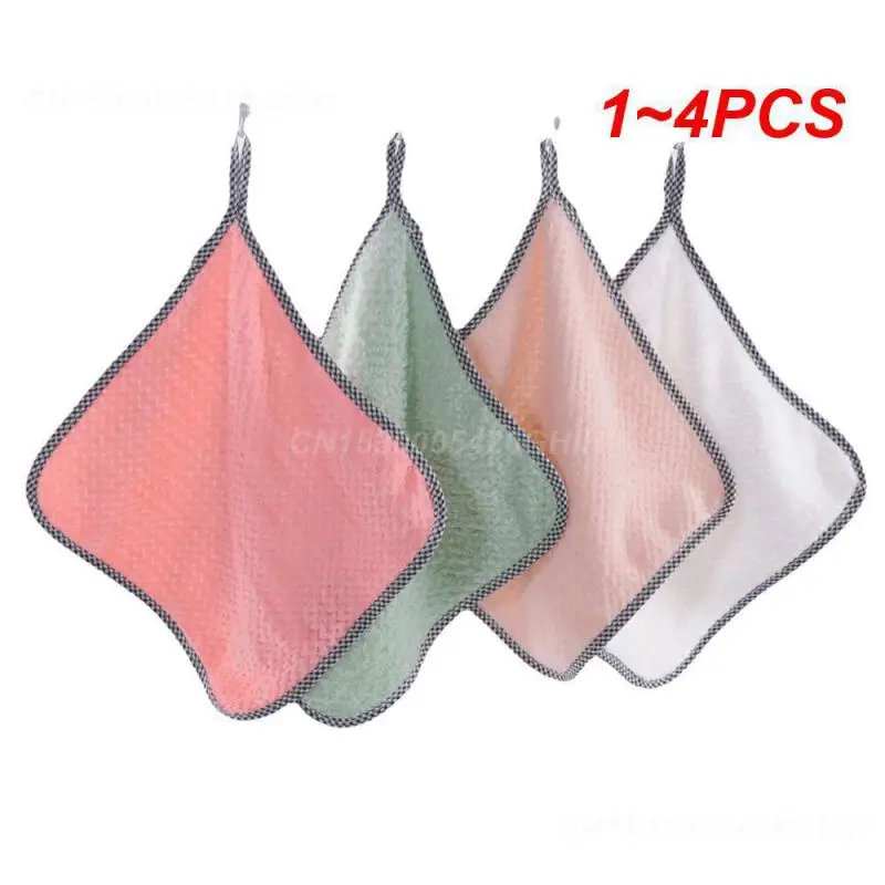 1~4PCS Dish Towels Thickening Coral Fleece Rag Kitchen Rag Rags Table Cleaning Cloth Non-existent Dish Cloth Cleaning Tools