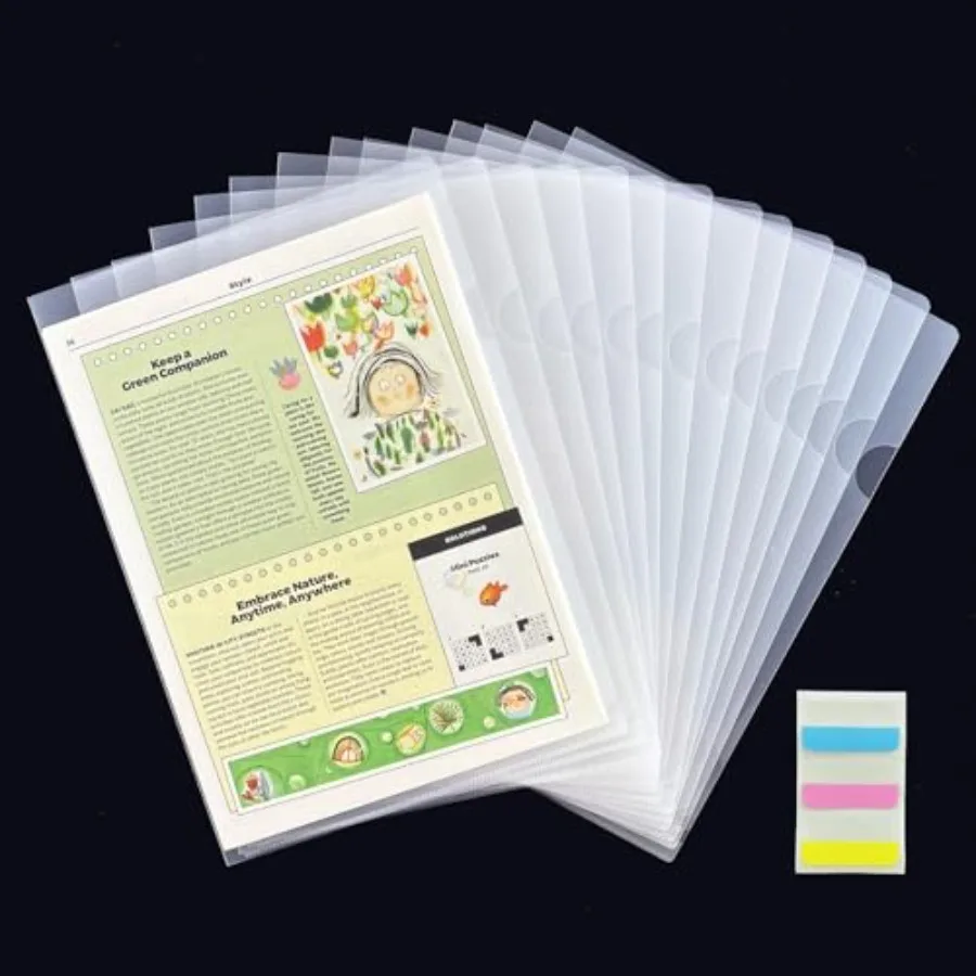 

Document Clear Plastic Folder Copy Safe Project Pocket L-Type US Letter Size A4 Paper Sleeves Folders in Transparent with 30 Pi