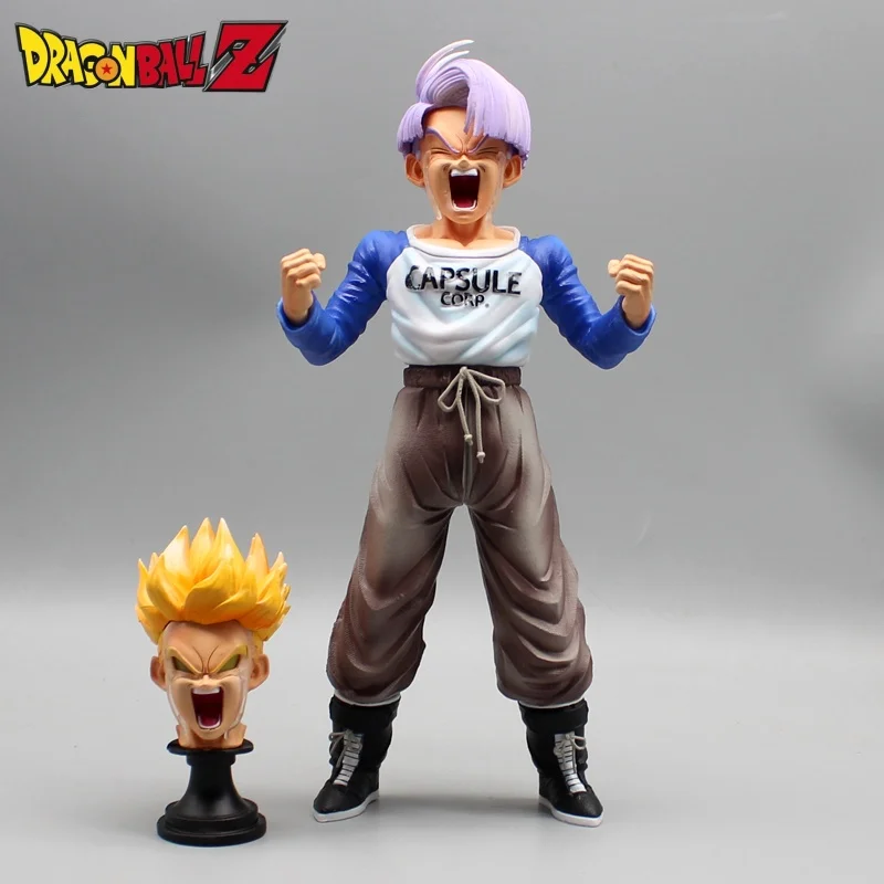 Dragon Ball Anime Tranks Two Head Interchangeable Glowing 26cm Action Figure Model Statue Collection Desktop Ornament Toy Gift