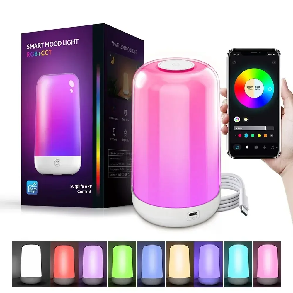 Smart Bluetooth Dimming and Color 3600mA Battery Charging Touch Music Atmosphere Bedside Mother and Baby Night Light Table Lamp