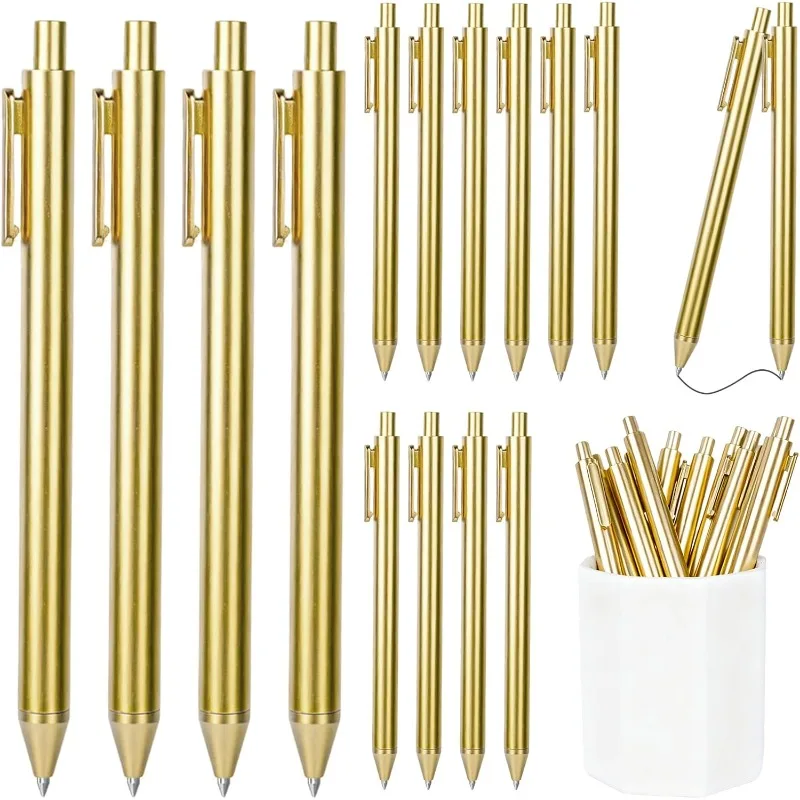 Metallic Gold Ballpoint Pen Click Type Elegant Retractable Pens for Guest Books Corporate Gifting Creative Office Supplies