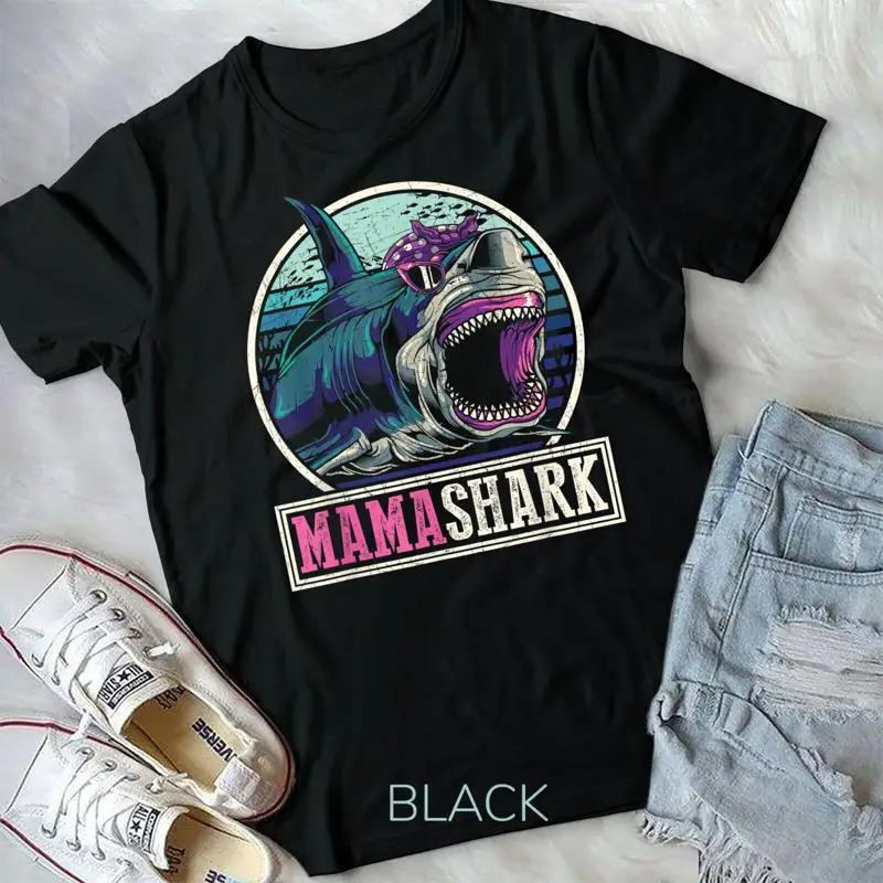 

Retro Sea Monster Mommy Gift Whale Animal Family Mama Shark Unisex T shirt