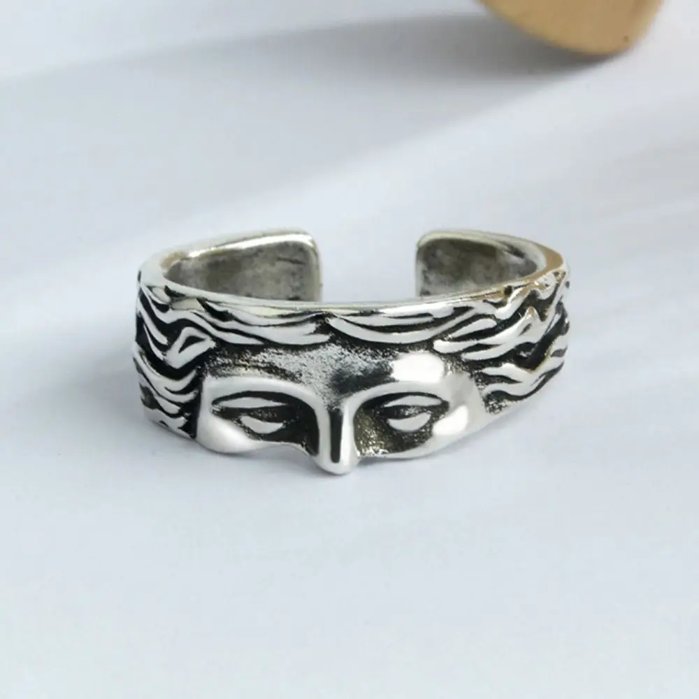 Adjustable Venus Mask Ring Pure Copper Literary Sculpture Half Face Rings Silver Gold Vintage Opening Ring Jewelry Accessories