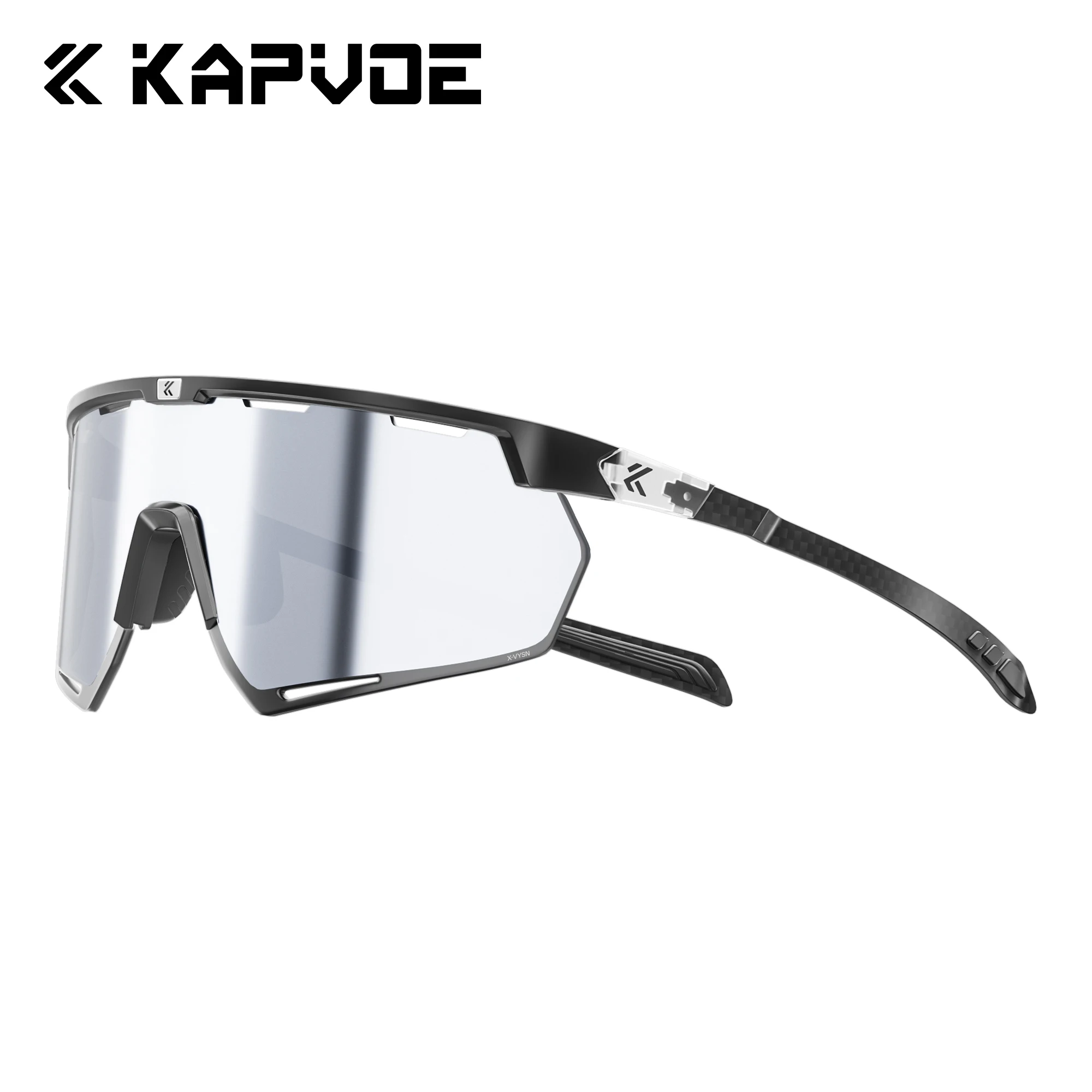 Kapvoe Fahrradbrille aus echtem Carbon, Sonnenbrille für Herren, leicht, photochrom, UV400, MTB, Fahrrad, Sportbrille 7