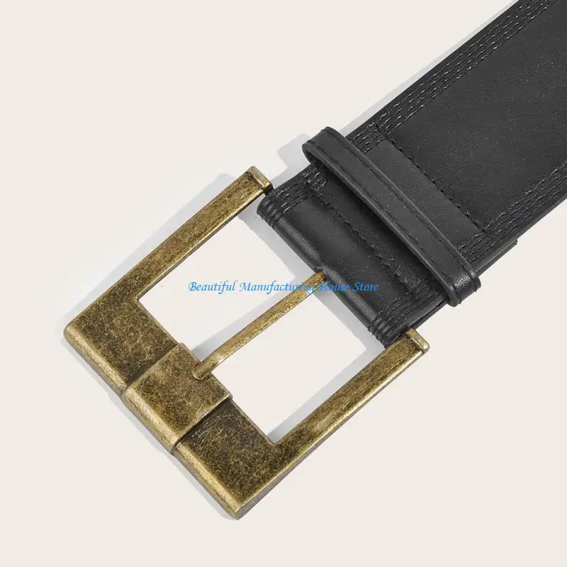 

E56A Oversized Waist Chain Buckle Punk Chain Cowgirl Belt for Women Proms Club Party for Jeans Dresses Wide Belt