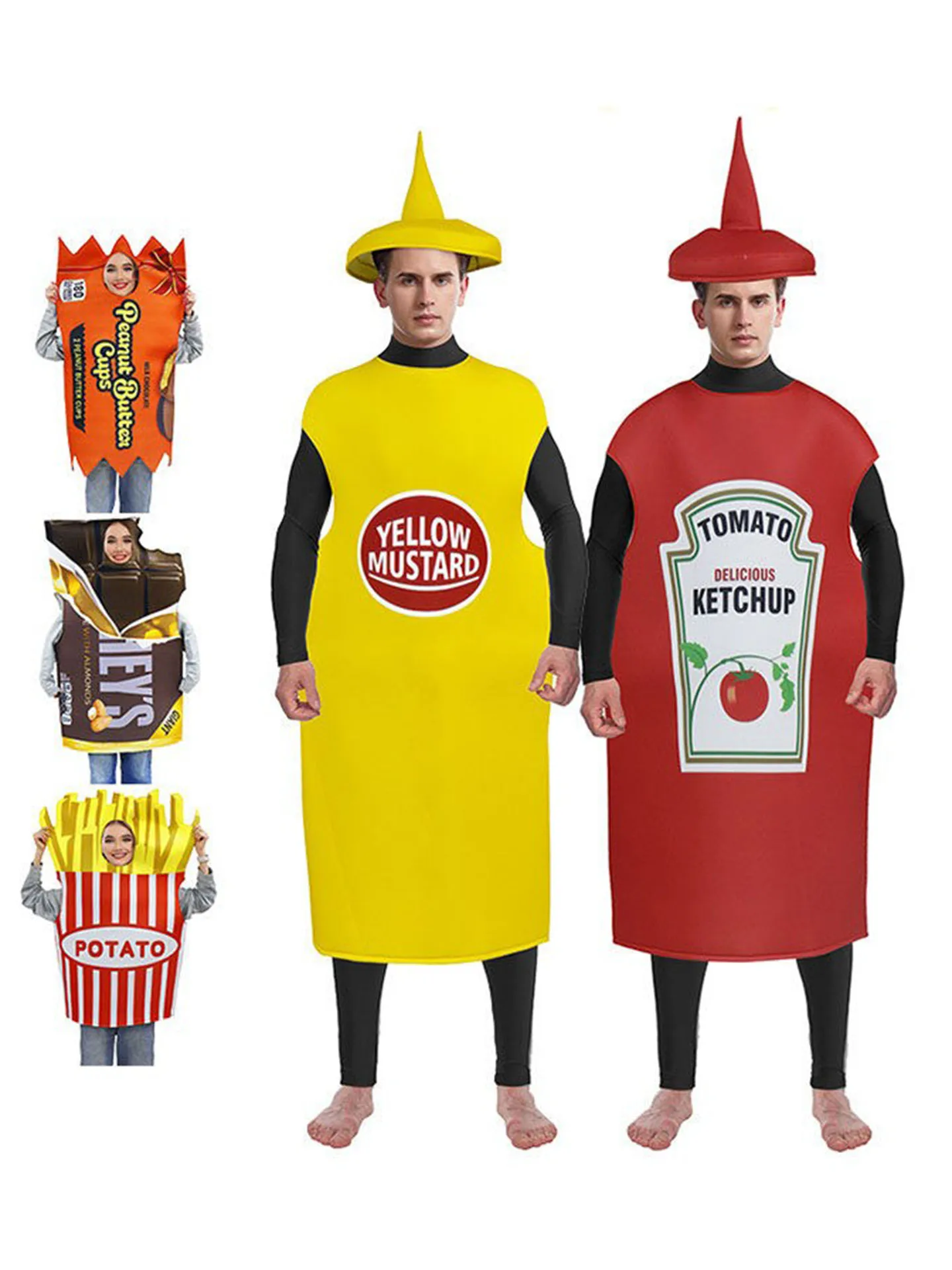 

Adult loween Par Funny Food Costume ato Sauce Salad Dr Code Performance Suit Polyester Material Ethnic Wear