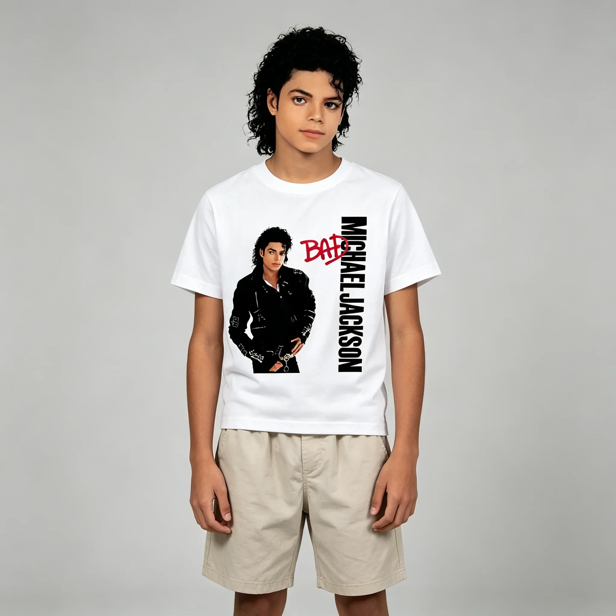 Men T Shirt Women Tee Boys Girls Top Adults Children Parent Child Cotton Kid Tshirts Michael Jackson Harajuku Rock Casual New