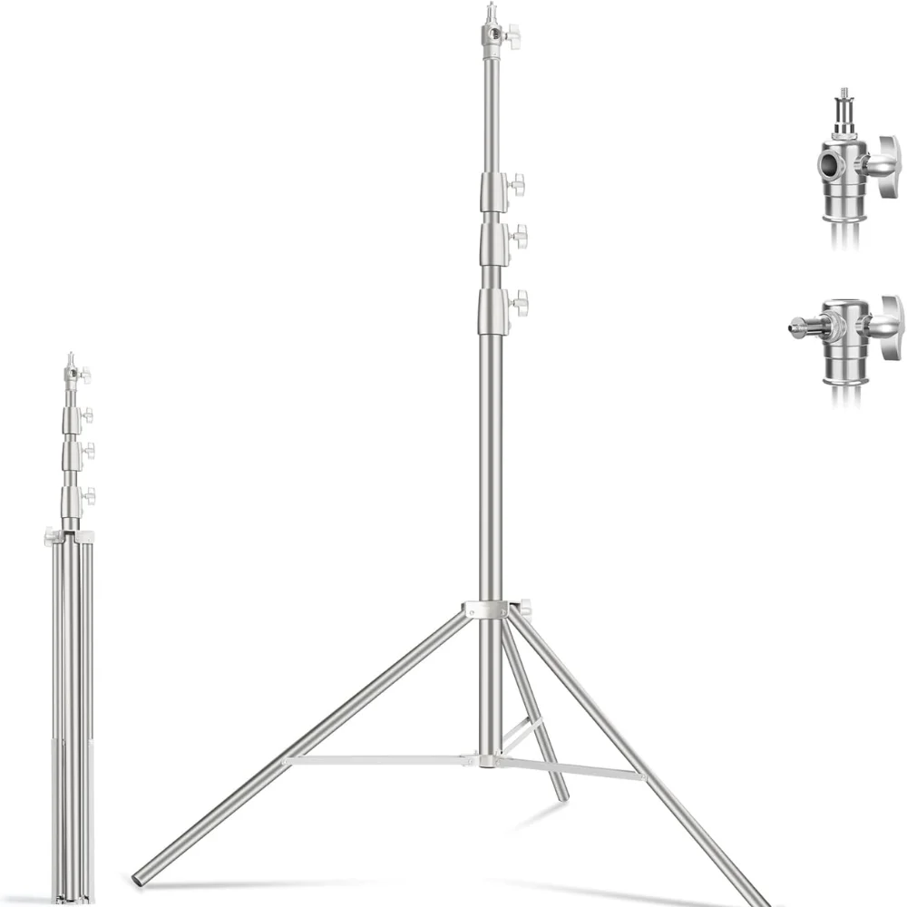 

Подставка для освещения из нержавеющей стали 9,2 фута/2,8 м, прочный штатив для фотосъемки с пружинной подушкой и универсальным винтом от 1/4 до 3/8 дюйма