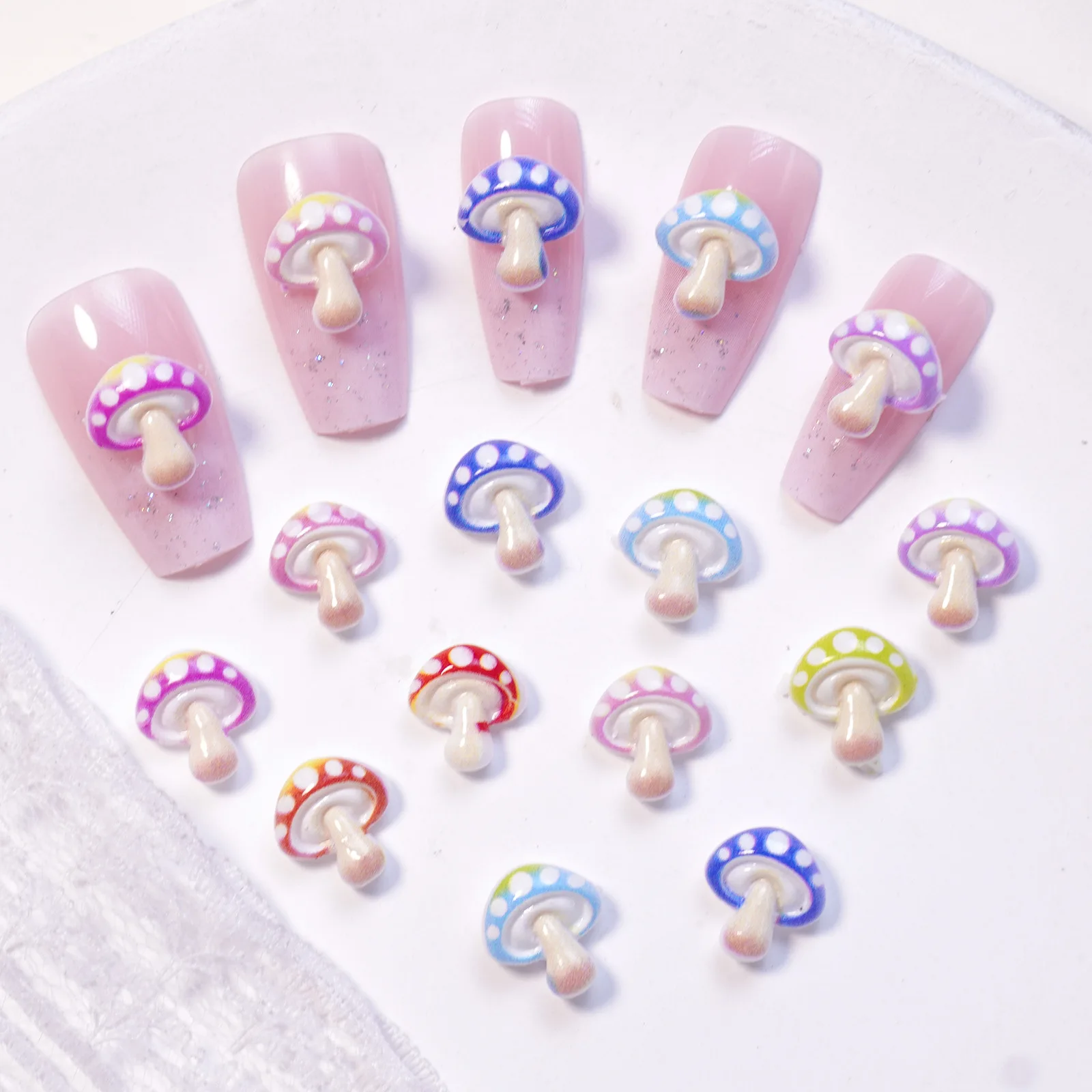 50/100/200Pcs, 10*11mm, Cute, Japanese, Cartoon, Imitation Mushroom, Plant, Nail Accessory, Three-dimensional, DIY