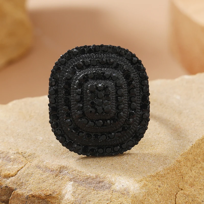 Elegant Geometric Rhinestone Inlaid Opening Ring