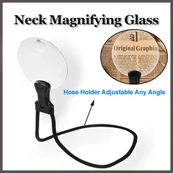 Multifunctional Hands-Free Magnifier Hose Holder Adjustable Any Angle Desktop Neck Magnifying Glass 3X10X for Reading Repairing