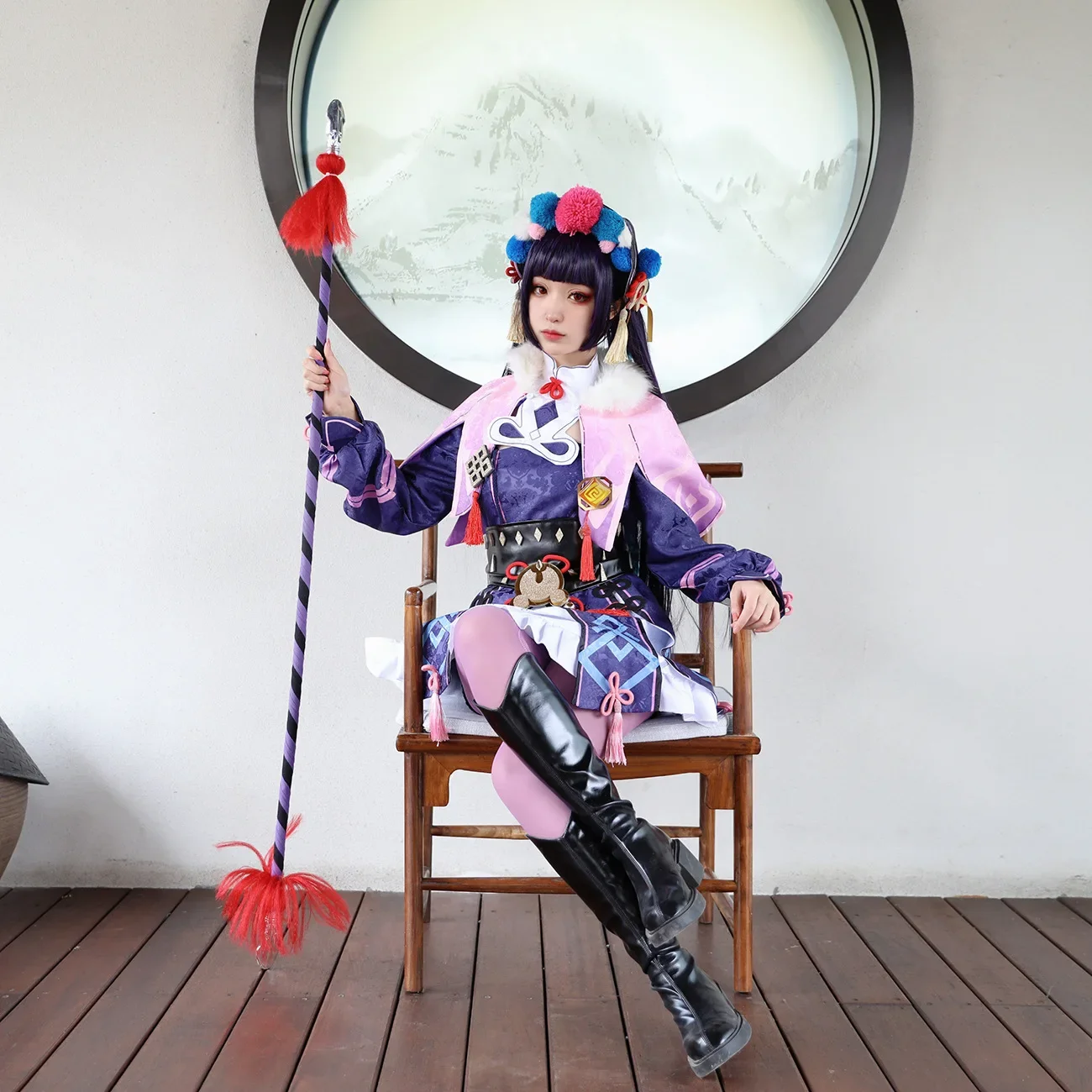 Genshin Impact YunJin Cosplay Costume avec perruque pour femme, tenue d'opéra chinois Anime, robe Lolita Yun Jin, vêtements de fête pour filles